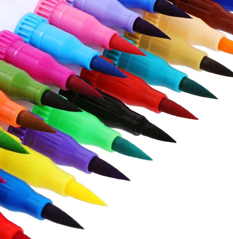 Set of ink watercolour pens in a case, showing multiple colour options including 100, 72, 60, and 48 count sets.