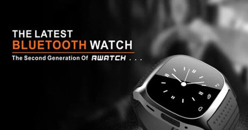 Bluetooth sports watch compatible with iOS and Android in black, white, or blue colours