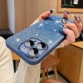 Gradient glitter TPU soft case for iPhone 15 Pro Max in star silver with electroplated rainbow finish