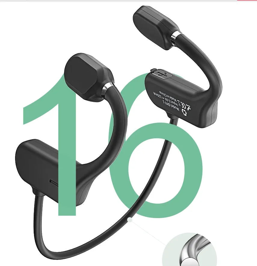 Non-ear wireless sports headphones in black, open-ear air conduction design with BK3266 chip and IPX4 rating