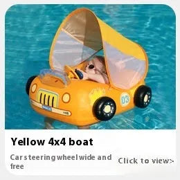 Children's inflatable swimming ring with cartoon sports car boat pattern for swimming
