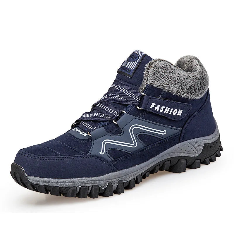 Women's warm cotton snow boots with suede upper, rubber sole, and front tie lacing, multiple colours available