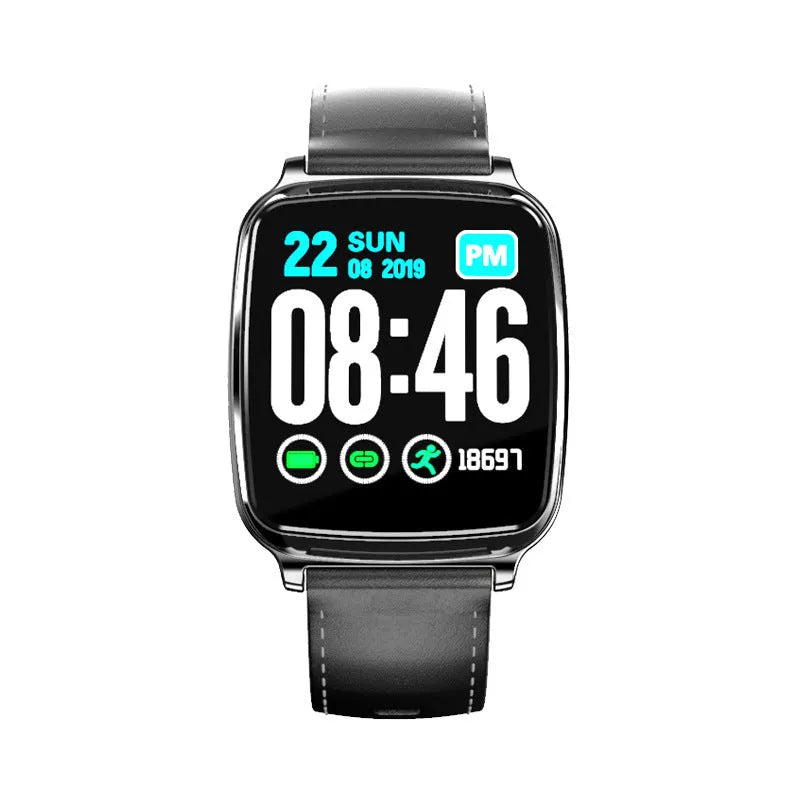 M8 smart fitness bracelet on a wrist showing heart rate data on its 2.5D glass screen.