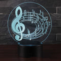 Musical note series 3D night light table lamp with cracked base and 16 colour LED lighting