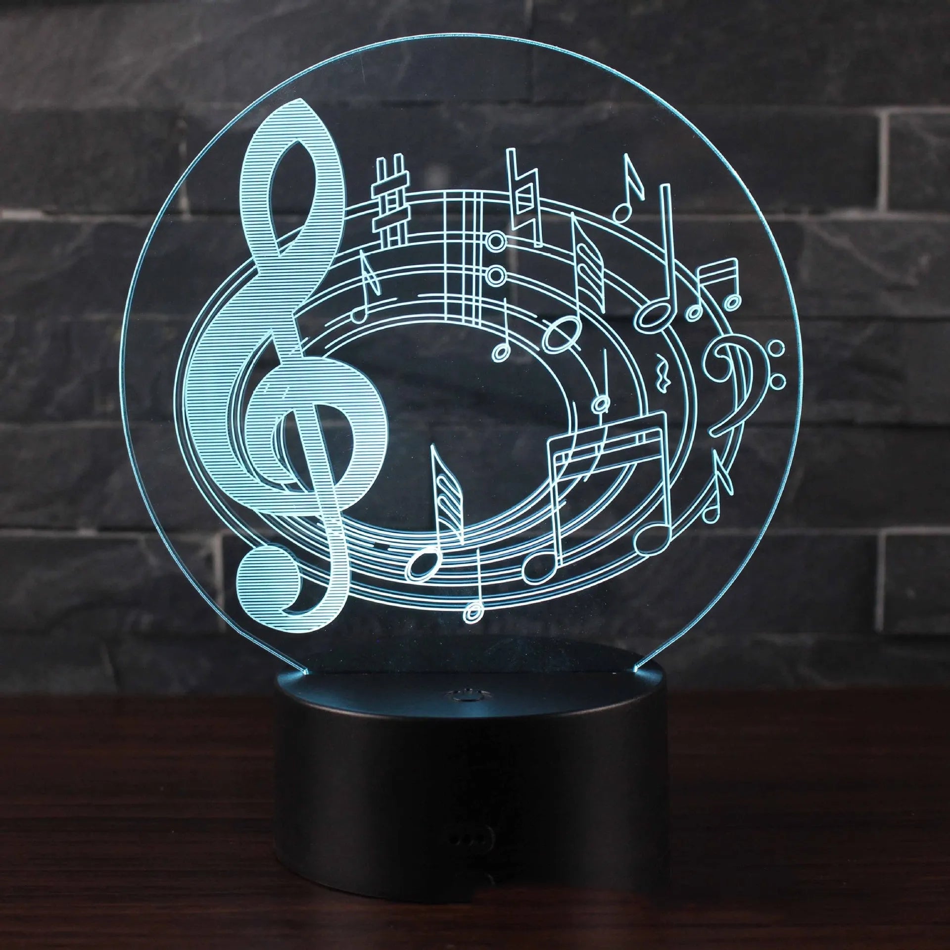 Musical note series 3D night light table lamp with cracked base and 16 colour LED lighting