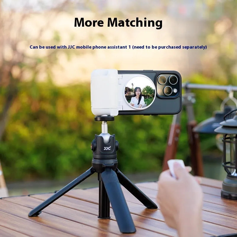 MagSafe magnetic phone selfie mirror with fill light and cosmetic mirror in black, white, blue, or pink.