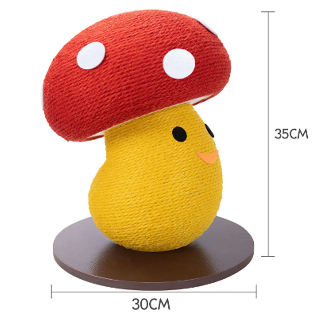 Round mushroom-design corrugated cardboard cat scratcher board with foldable accordion construction