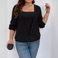 Solid colour rib knit V-neck long sleeve top, part of a false two-piece suit, shown in a loose fit.