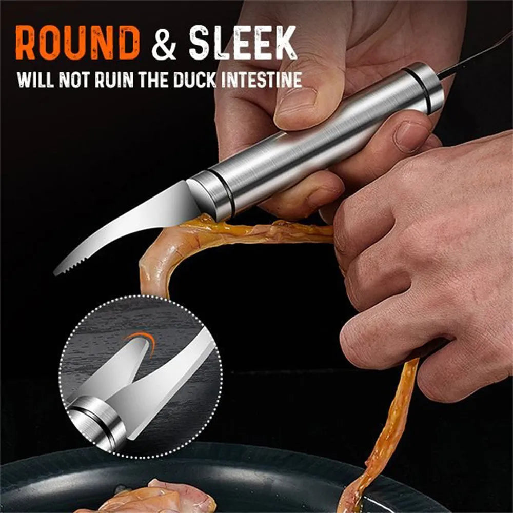Multifunctional 304 stainless steel shrimp remover knife with eagle-beak tip and double row blades for peeling shrimp, splitting fish and scaling