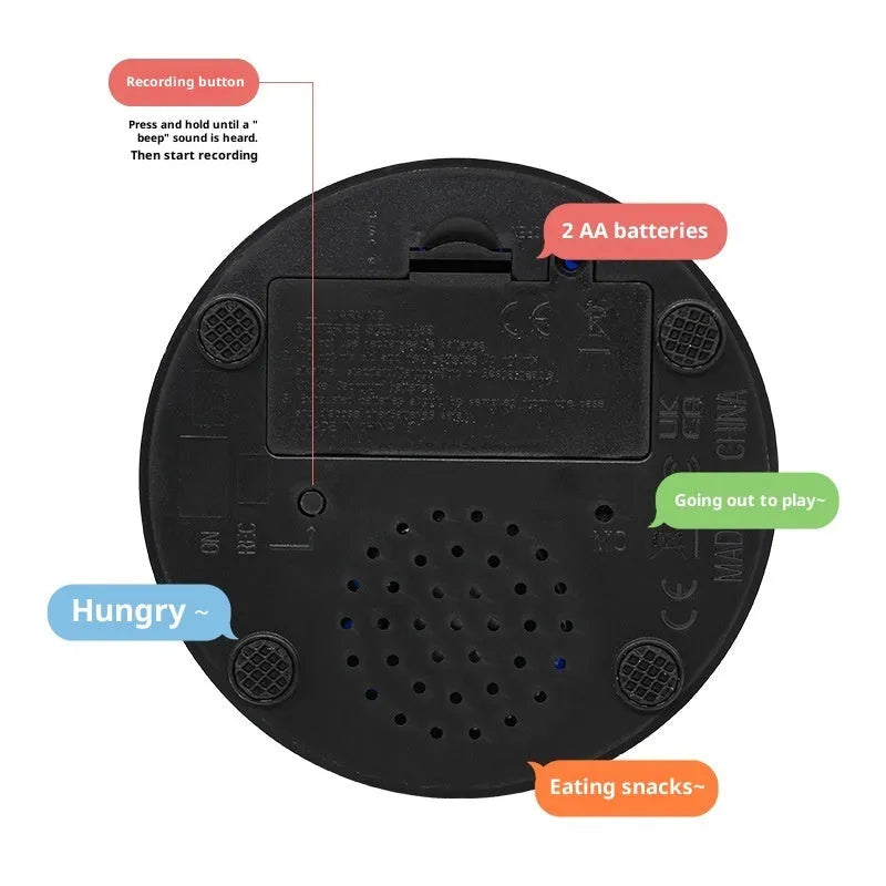Pet button speaker 30 second recording plush sound box in fluorescent orange with ABS casing