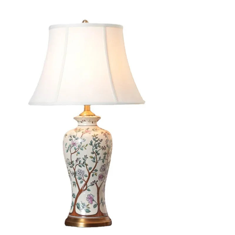 Chinese ceramic table lamp classical household with folding cover switch 40cm x 70cm American style