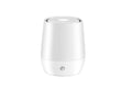 White USB aromatherapy diffuser with simulated flame effect showing mist output