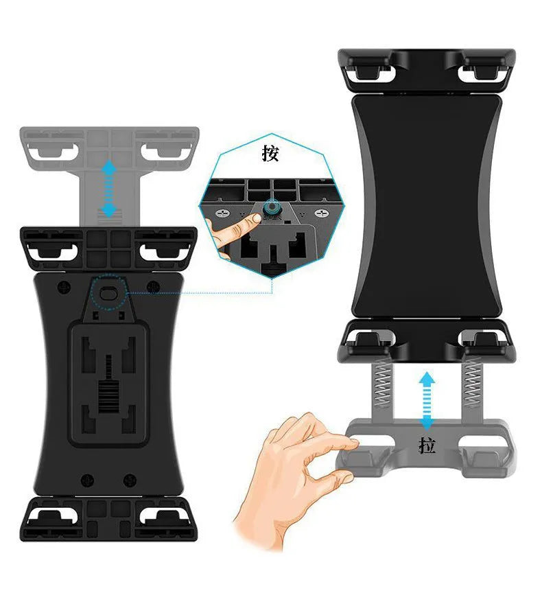 Black universal bicycle handlebar mount bracket for mobile phones and tablets on a bike.