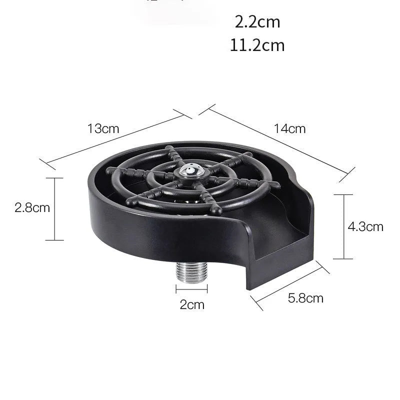 Automatic bar counter cup washer faucet with high-pressure nozzle in black or silver case