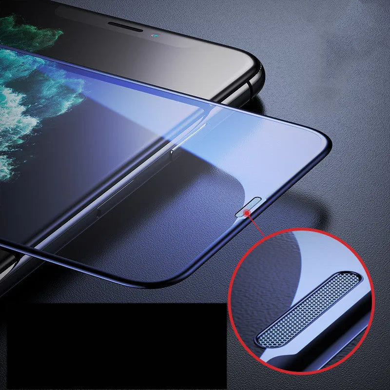 Anti-peep tempered glass screen protector for iPhone 12, black, with privacy viewing angle.