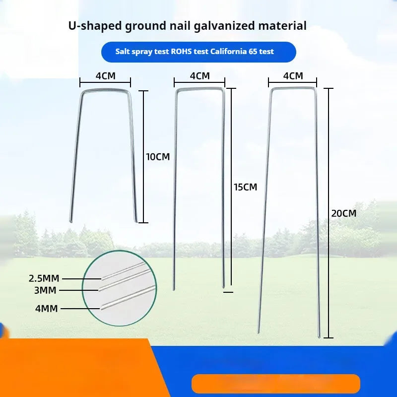 Galvanised steel ground nail 4cm wide 15cm long 3.0mm wire for landscaping cloth fixing