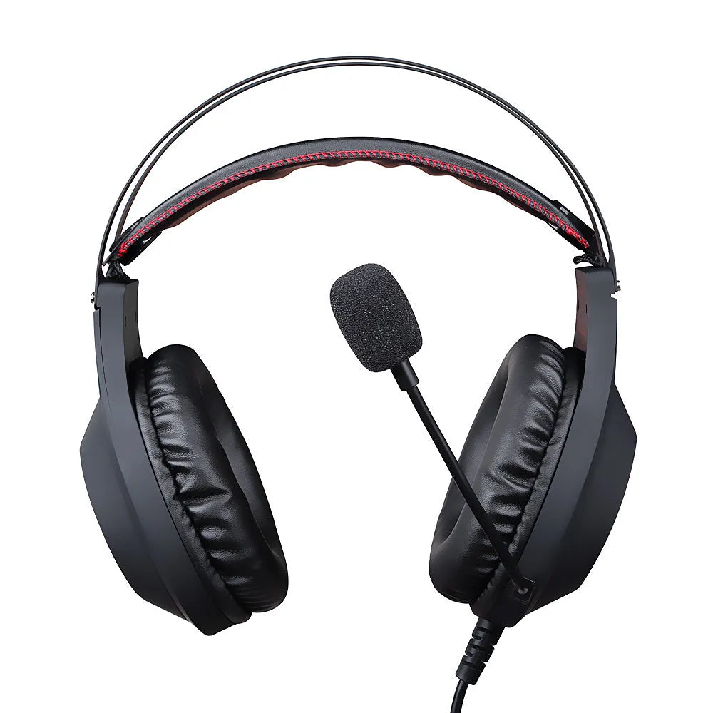 NUBWO N2 black and silver over-ear gaming headset with boom microphone and volume control on earcup.