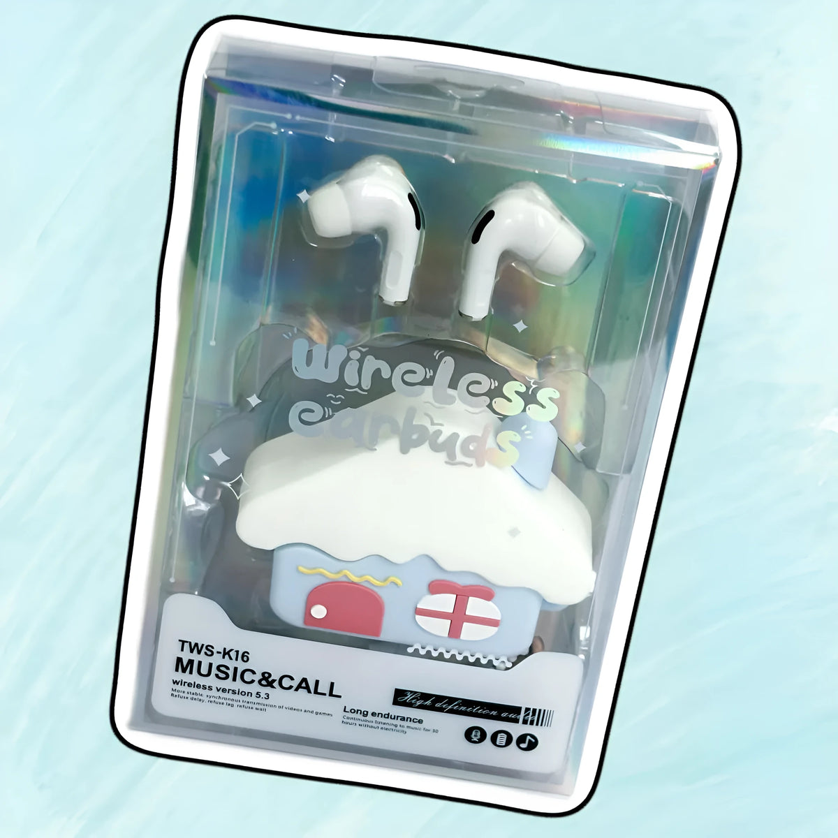 Cartoon doll silicone protective cover for in-ear earphones, small house design, PC ABS shell