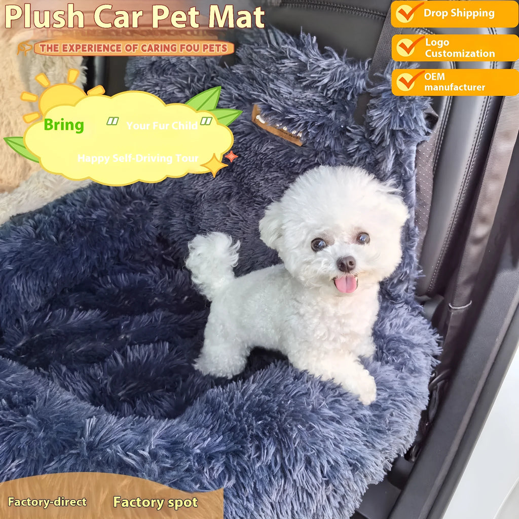 Beige thermal thickening cloth pet mat laid flat in a car boot.