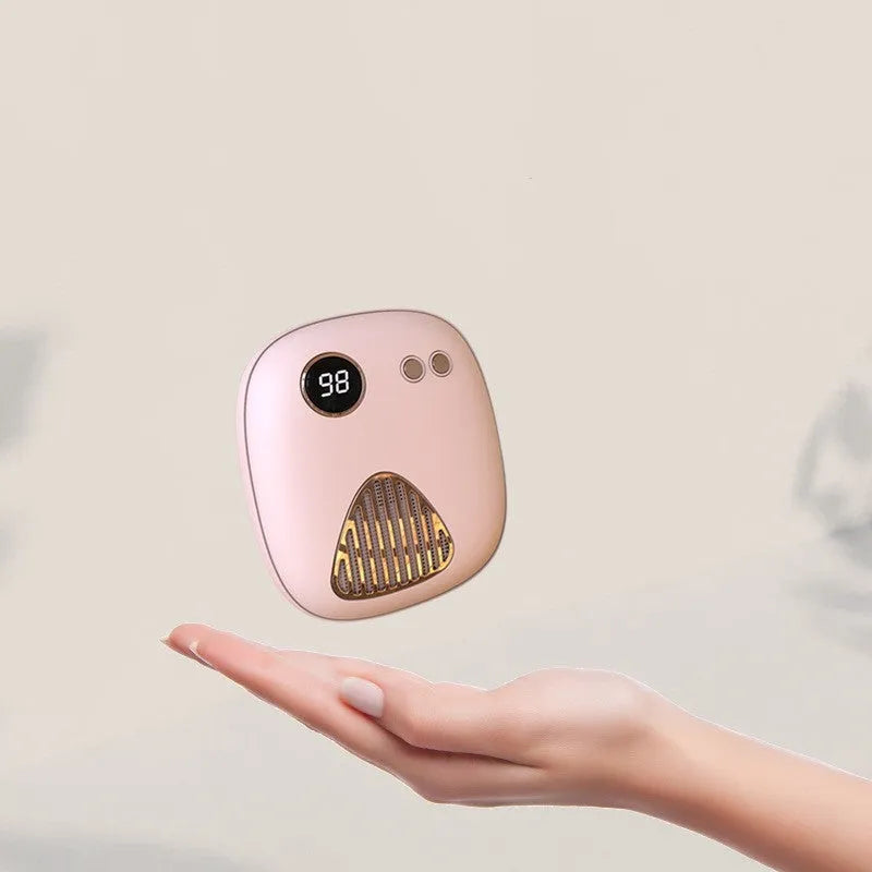 Mini hand warmer in plastic with modern simple design, USB rechargeable, available in Green