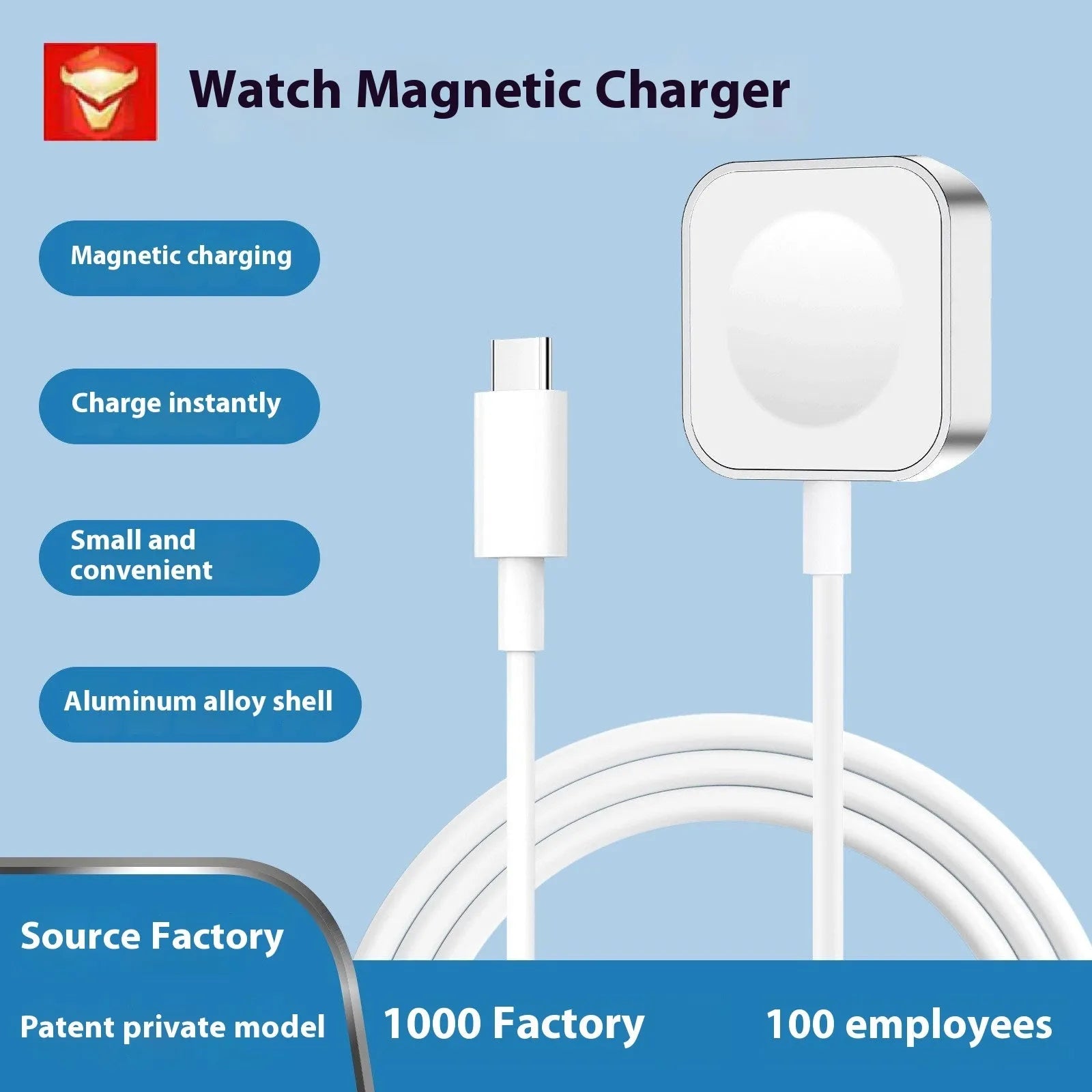 Magnetic wireless charger for watch mini in Black standard edition on a surface