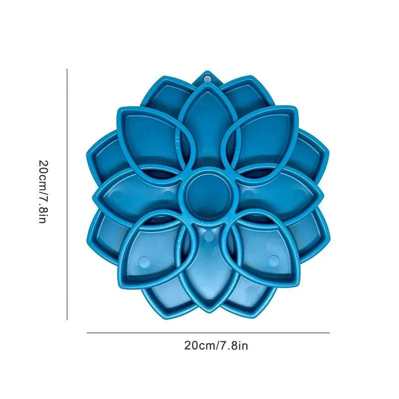 Blue hard bite-resistant slow food feeding mat for cats and dogs placed on floor