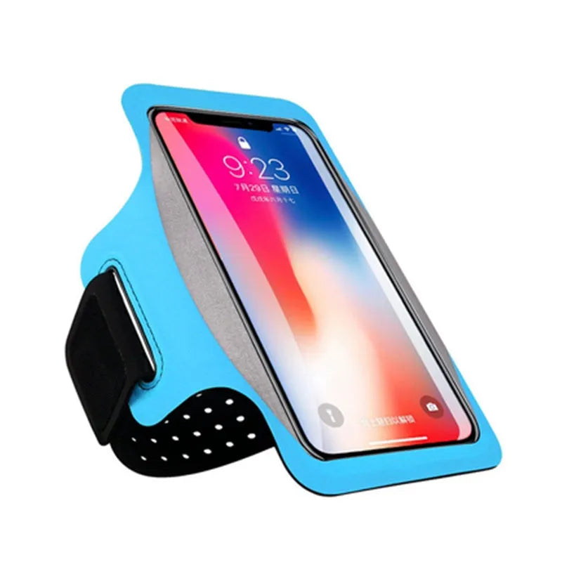 PVC running armband phone case with transparent screen and back card slot