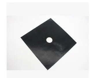 Gas stove surface protection pad made of Teflon-coated glass fibre cloth in black, measuring 27 x 27cm