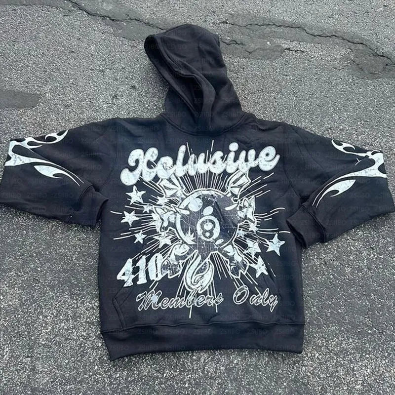Personalised letter print loose pullover in street hipster style with a pocket, shown in various colours.