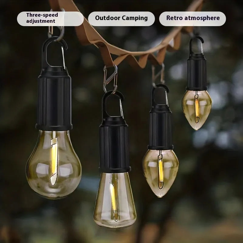 Five solar-powered outdoor lantern light bulbs with pastoral style ABS plastic housing