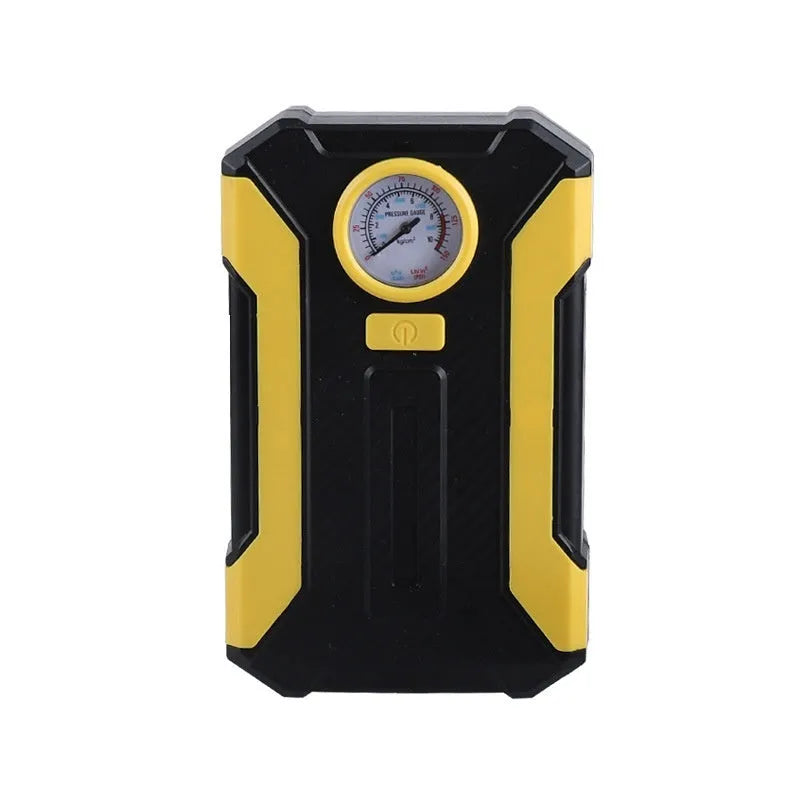 12V car inflator pump with wired pointer gauge, including nozzles, for cars and bikes