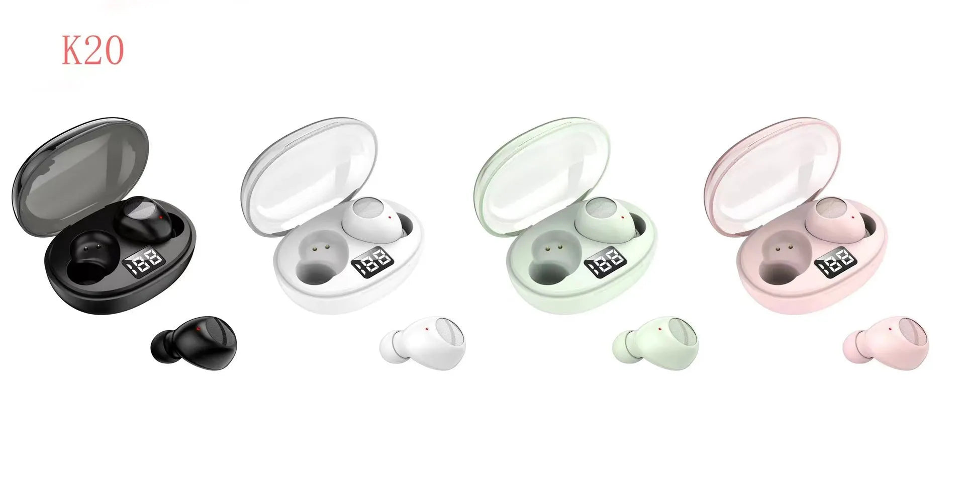 Wireless Bluetooth TWS sports earphones with touch controls in various style options.