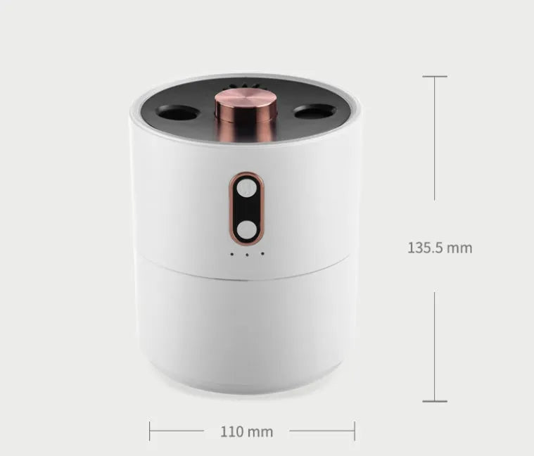 Volcanic Flame USB portable aroma diffuser in Volcano White with two fog outlets and night light