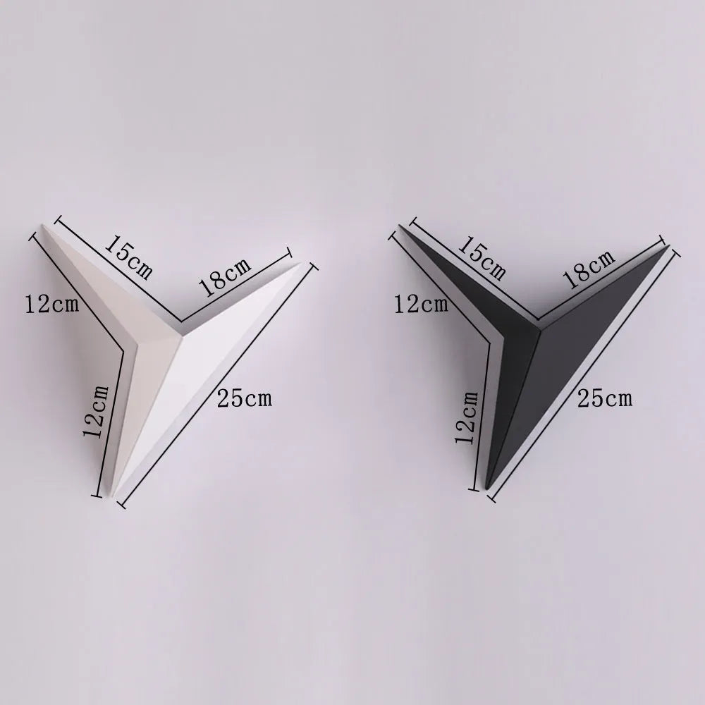 Creative wrought iron petal-shaped triangle wall lamp with LED light, 250 mm, black finish