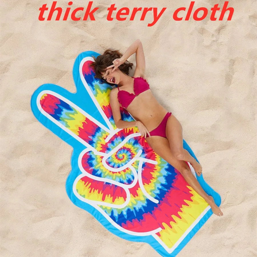 Water-absorbent quick-drying printed beach towel in avocado design, 170cm thin polyester section