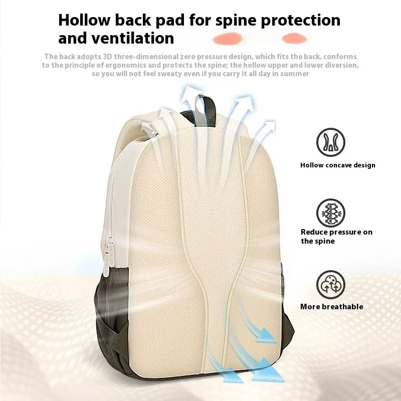 Large capacity leisure travel backpack in cherry blossom powder colour with curved shoulder straps