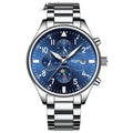Automatic mechanical watch with steel belt, 40mm dial, butterfly double button clasp, rose gold blue colour