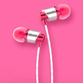 Black wired in-ear headphones with a 3.5mm plug and an integrated microphone on the cable.