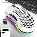BM600 wireless gaming mouse with luminous hollow-out shell in cyan colour.