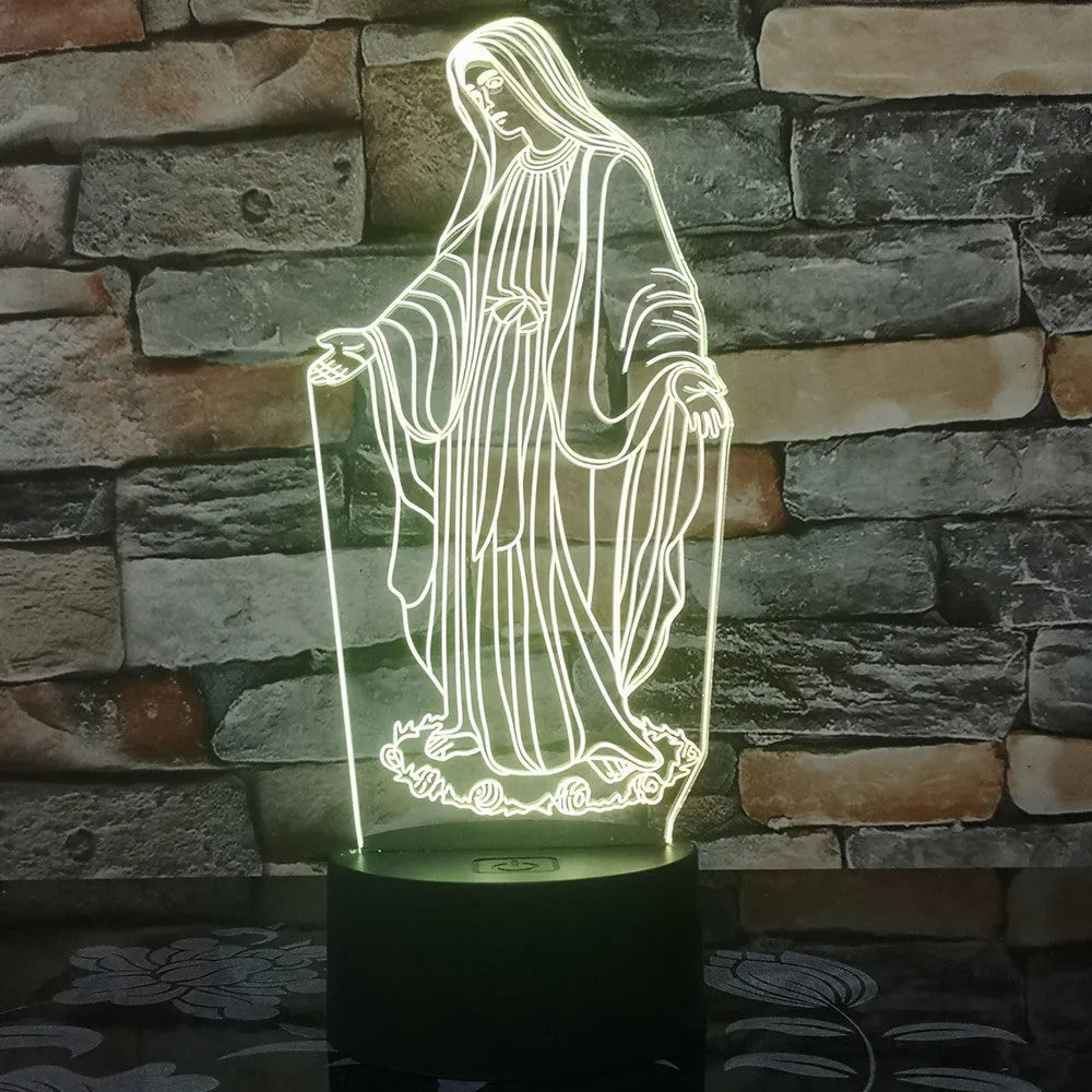 3D LED night light showing laser-engraved acrylic creating stereoscopic dual ring patterns