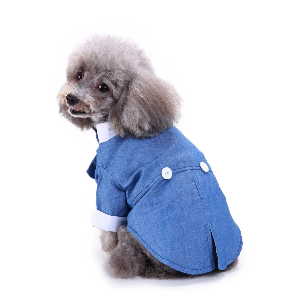 Polyester England style pet dog suit in Black tie, Blue bow tie, Striped dovetail, Striped suit, or White tie, sizes S to XL