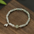 Handmade women's bracelet with Tianshan green bamboo and sterling silver in antique style