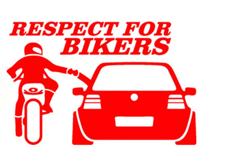 Cartoon funny motorcycle rider car sticker in A Black on a reflective polyester film surface, size 13x19cm