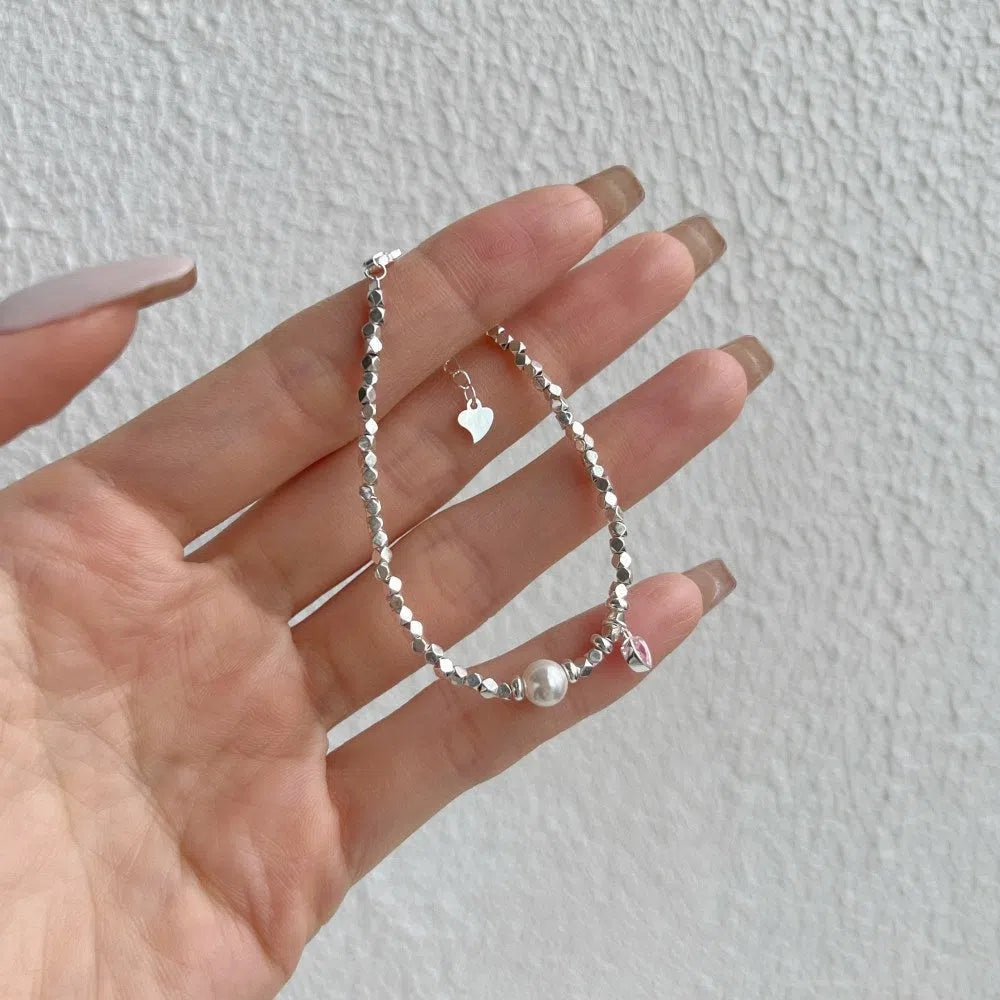 925 silver bracelet with heart-shaped zircon design, electroplated finish, for women