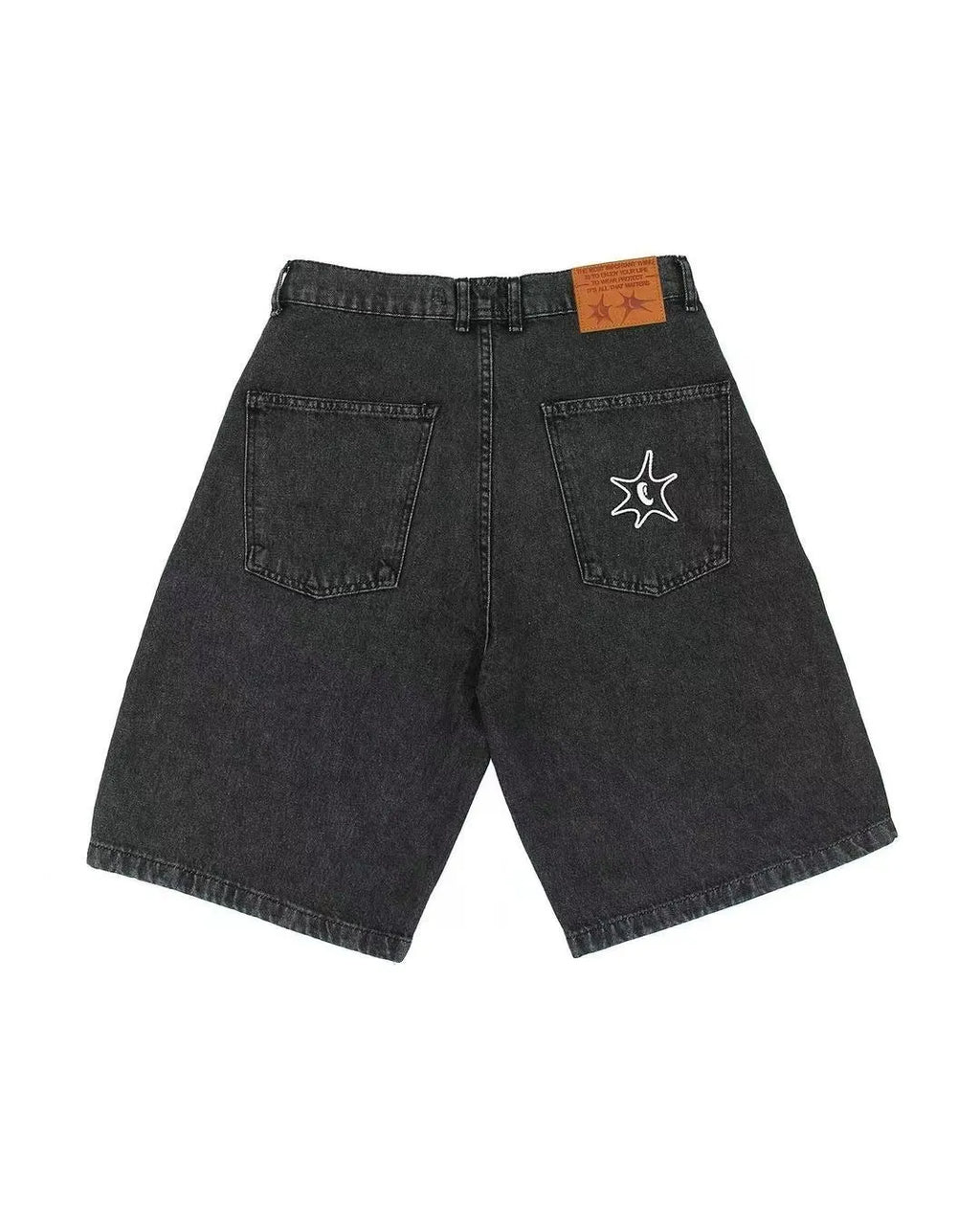 Men's straight cut denim shorts in D36 colour with hip hop styling and micro elastic fabric