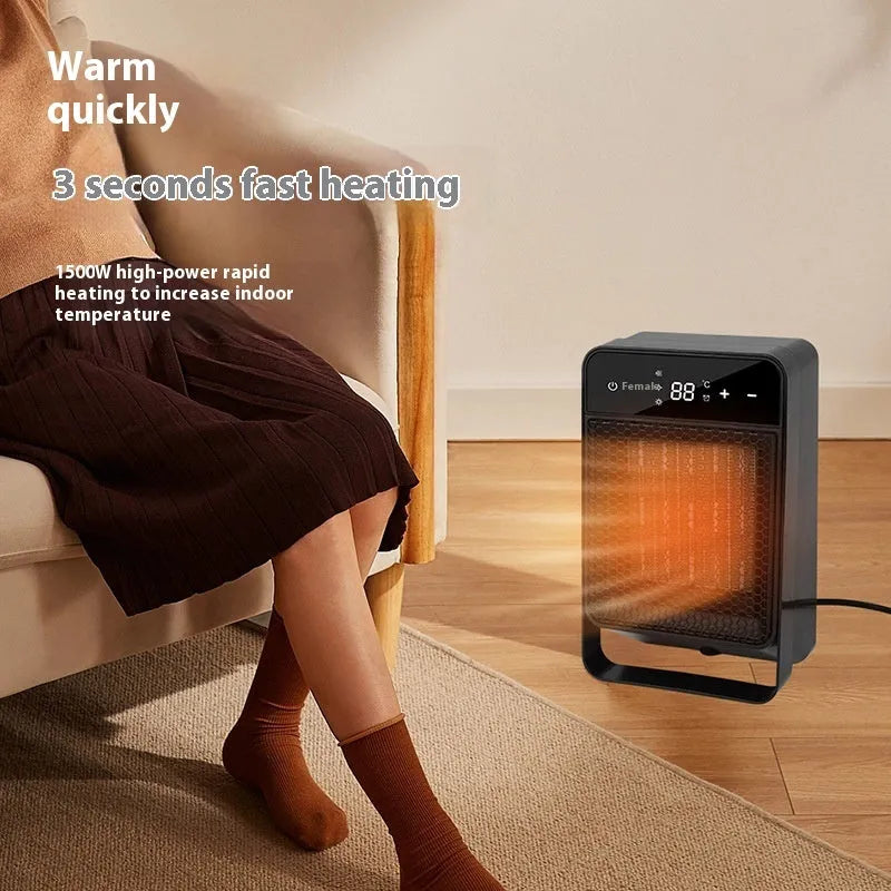 Desktop electric heater with touch screen display, 19x10x28 cm, black, without remote control