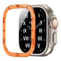 Metal protective frame for 49mm watch in black, orange, and original colour