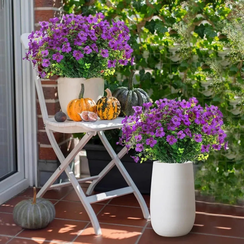 Artificial eucalyptus flower stem in purple, plastic, single 1pc for wedding, porch or photography use