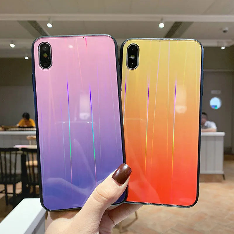 Gradient starry sky glass phone case back cover for Huawei Mate20Pro on a clean surface