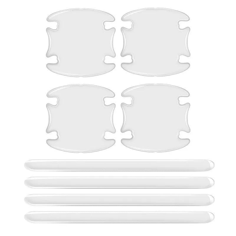 Transparent car door handle protection stickers shown on vehicle door handle